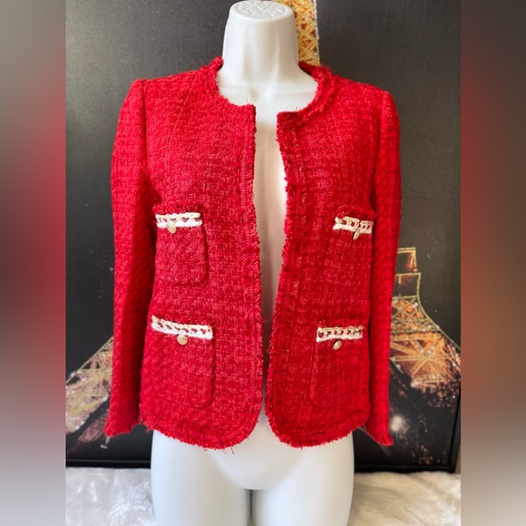 Zara Jackets & Blazers - 🔥❤️NWT ZARA Women Tweed Blazer Jacket in Red. Size XS❤️🔥
